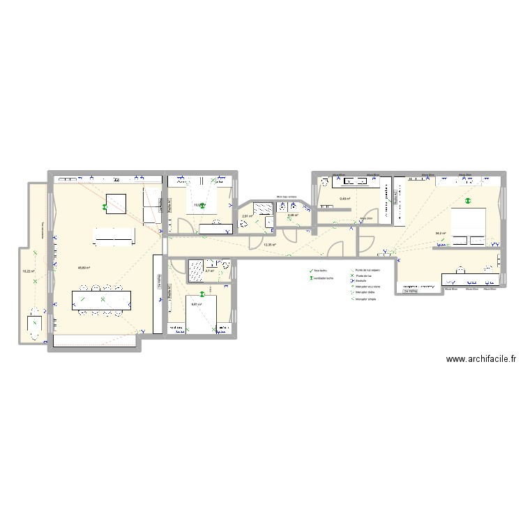 CDC 332 Meublé, Electrique. Plan de 10 pièces et 143 m2