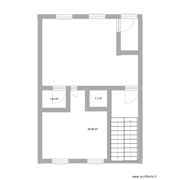 logement 2 1er etage. Plan de 3 pièces et 22 m2