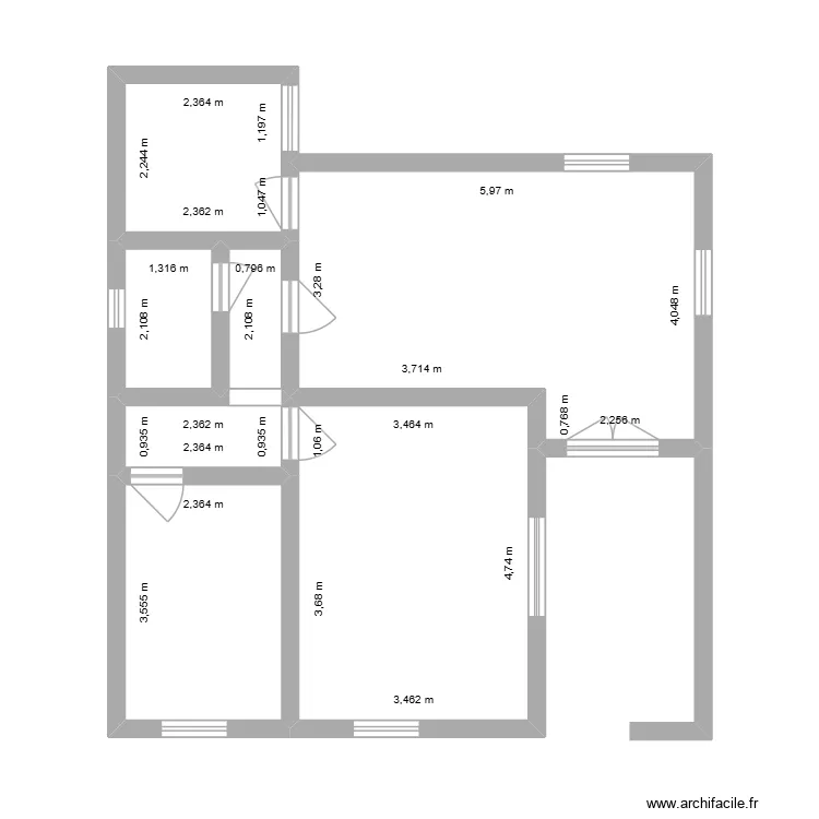 Maison Locataire 1. Plan de 7  et 58 m²