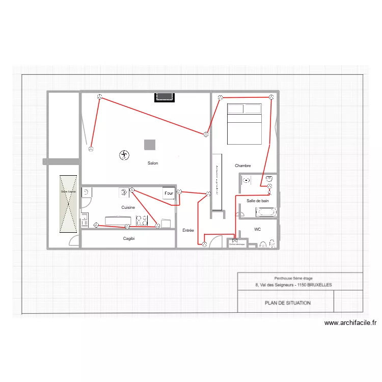 Plan de situation prises de courant. Plan de 9  et 213 m²