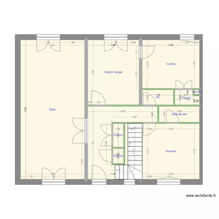 RDC Mottay. Plan de 11  et 74 m²