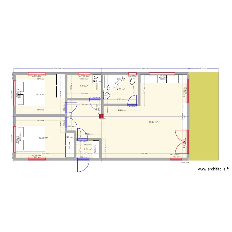 Барн Калязин кар. Plan de 7 pièces et 74 m2