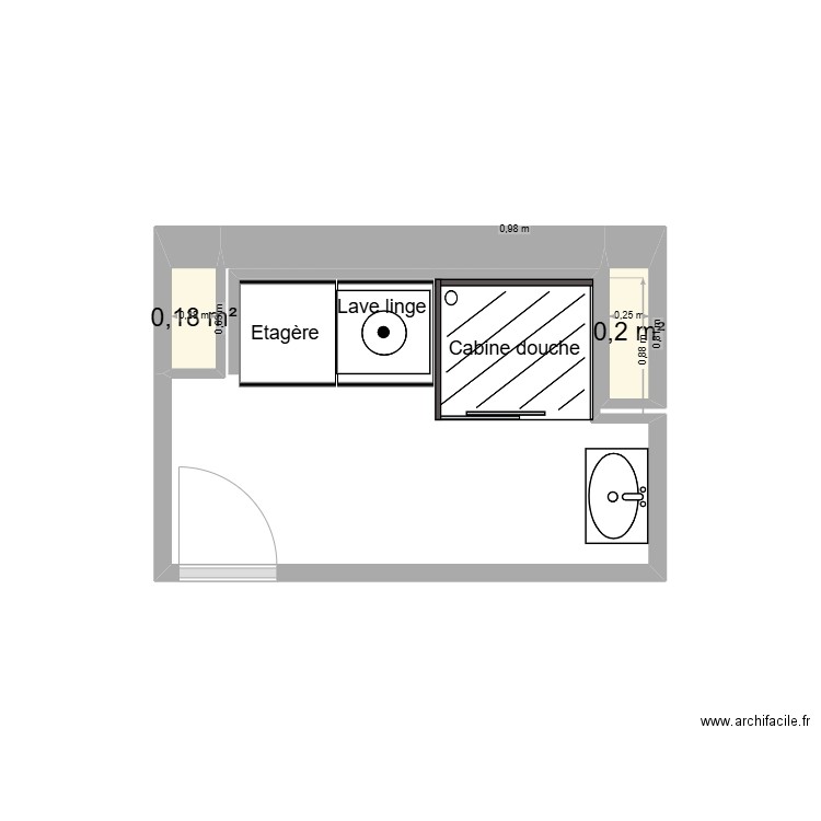 DAVION PUTEAUX - SALLE DE BAIN - PROJET. Plan de 2 pièces et 0 m2