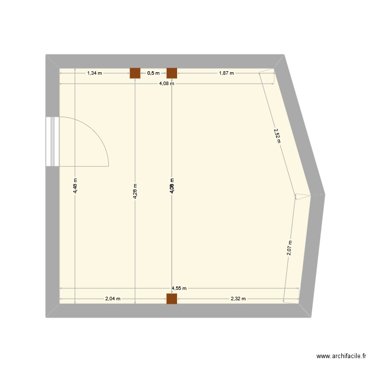 Studio. Plan de 1 pièce et 20 m2
