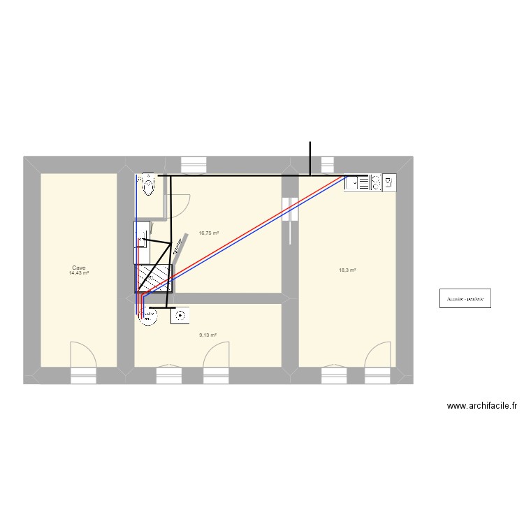 cave eau. Plan de 0 pièce et 0 m2