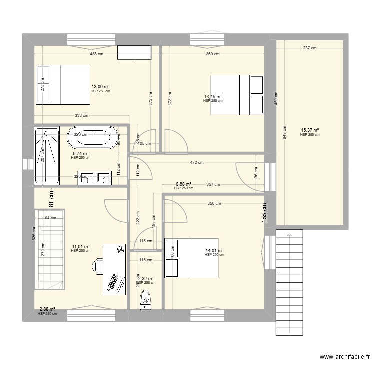 Plan RDC Bush. Plan de 11 pièces et 178 m2