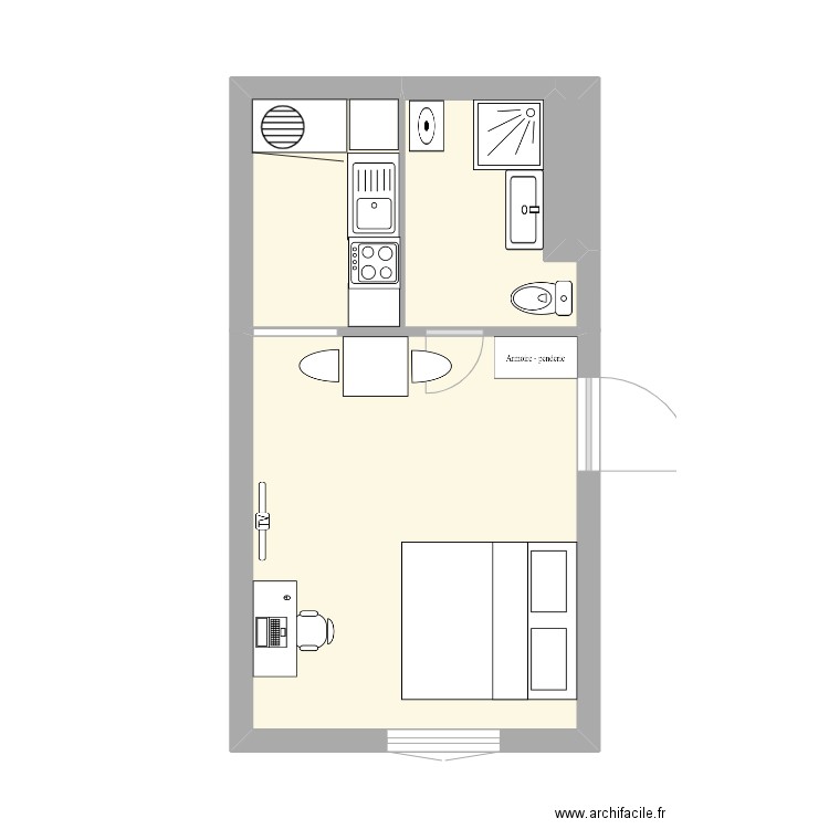 studio saint bruno. Plan de 4 pièces et 25 m2