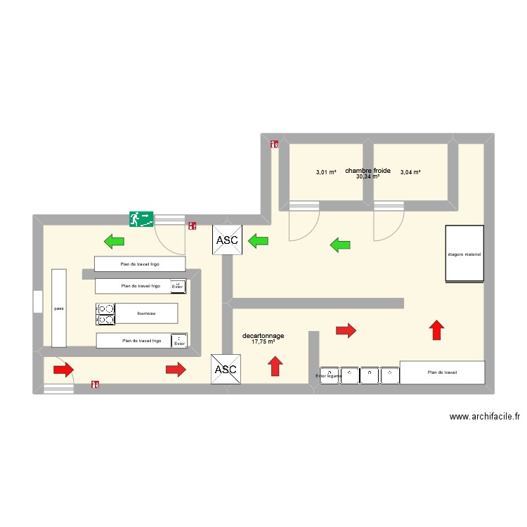 cuisine. Plan de 4 pièces et 54 m2