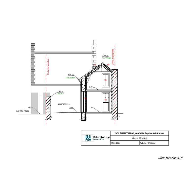 coupe AA projet. Plan de 0 pièce et 0 m2