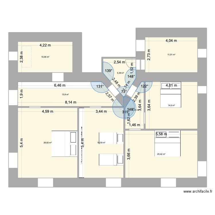 1ER ETAGE - LA BINARDIERE. Plan de 9 pièces et 123 m2