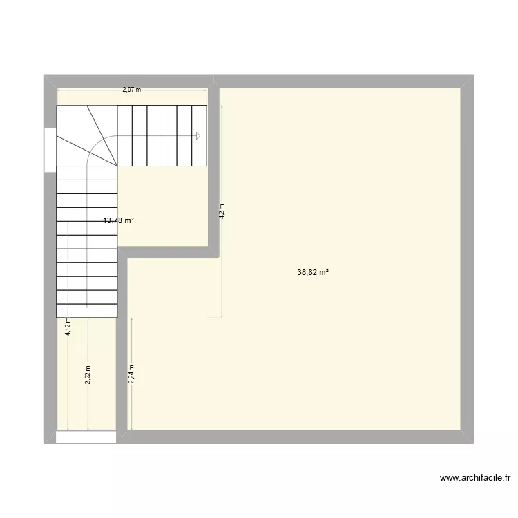 Minimes_R0_escalier. Plan de 2  et 53 m²