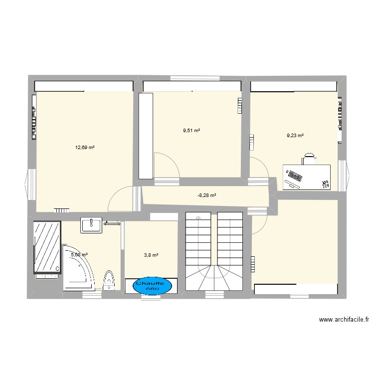 Maison La Vraie Croix étage. Plan de 6 pièces et 51 m2