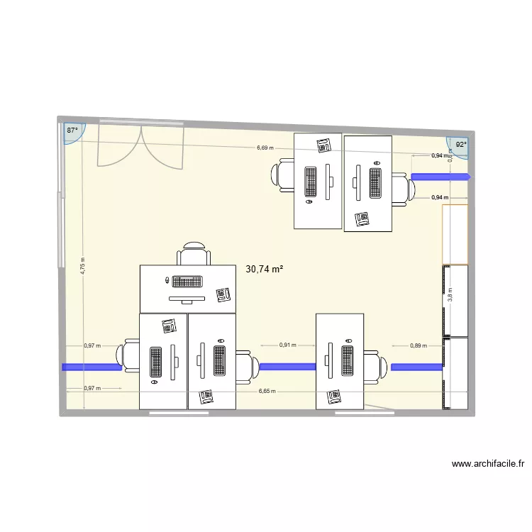 BLO 1. Plan de 1  et 31 m²