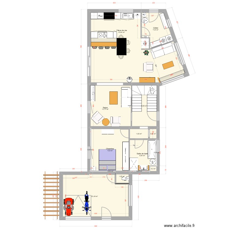 Troisgots plan cuisine + sbain 1er chambre3. Plan de 28 pièces et 224 m2