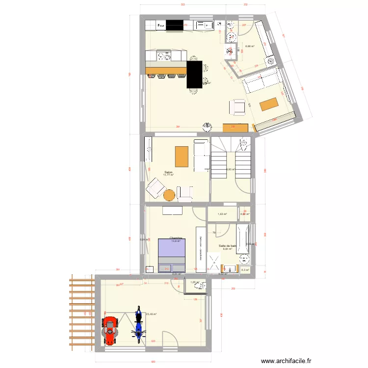 Troisgots plan cuisine + sbain 1er chambre3. Plan de 28 et 224 m² Troisgots plan cuisine + sbain 1er chambre3. Plan de 28 et 224 m²