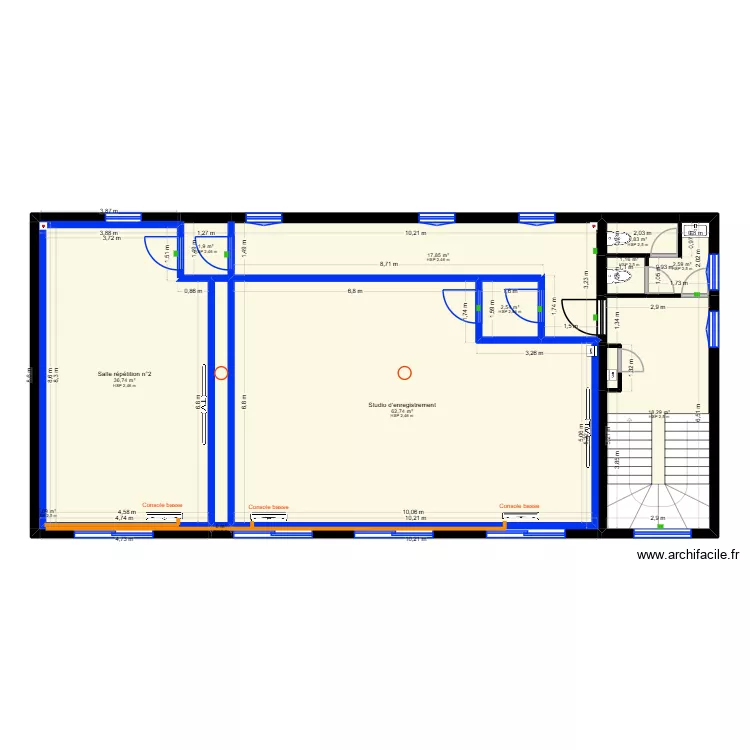MJ music studio - lot clim R+1. Plan de 14  et 149 m²