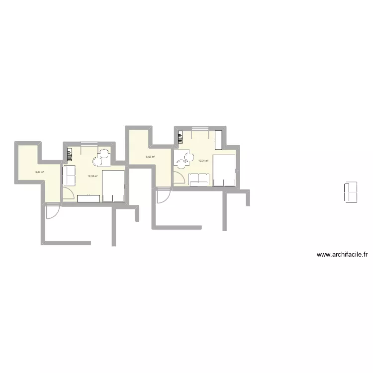 Cambronne. Plan de 4  et 36 m²