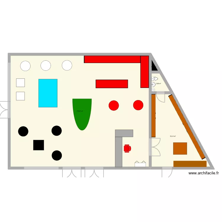 magasin. Plan de 4 Pièces et 215 m² magasin. Plan de 4 Pièces et 215 m²