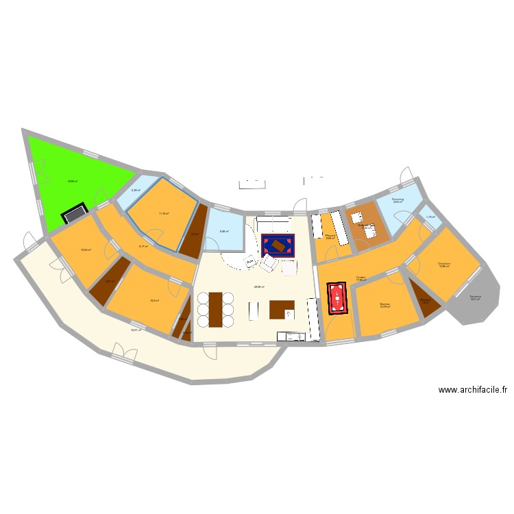 smial. Plan de 22 pièces et 226 m2