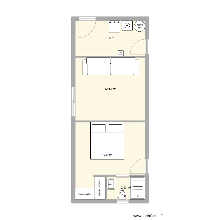 Coter garage chez hervé 2. Plan de 4 pièces et 35 m2