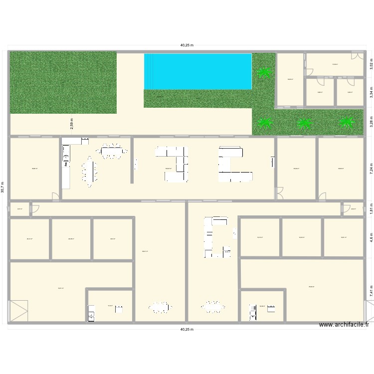 GOUANA M1. Plan de 23 pièces et 1133 m2