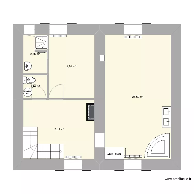 Argentières 1er étage. Plan de 5 et 53 m² Argentières 1er étage. Plan de 5 et 53 m²