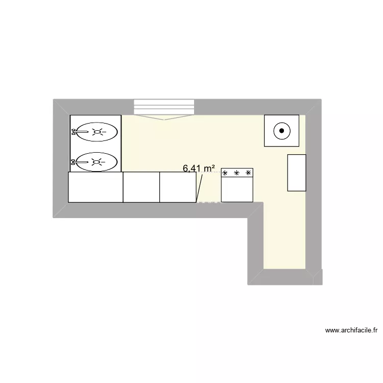Cuisine. Plan de 1  et 6 m²