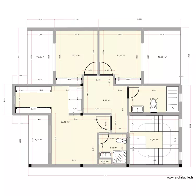 V36-1. Plan de 11 pièces et 99 m² V36-1. Plan de 11 pièces et 99 m²