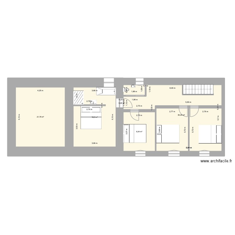 Mésanges R+1. Plan de 5 pièces et 86 m2