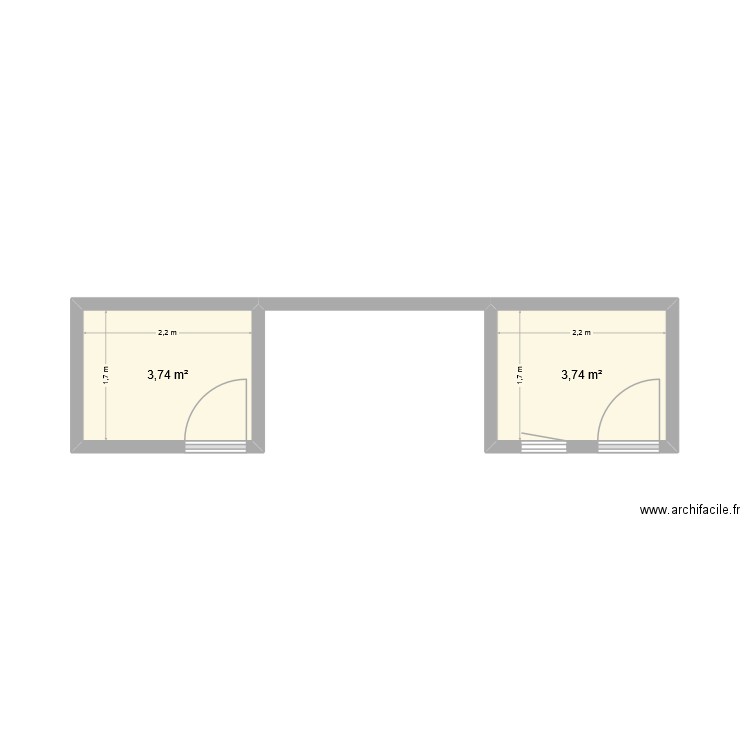 abri. Plan de 2 pièces et 7 m2