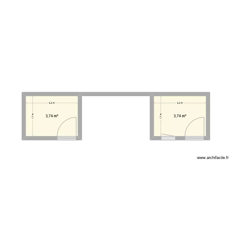 abri. Plan de 2 pièces et 7 m²