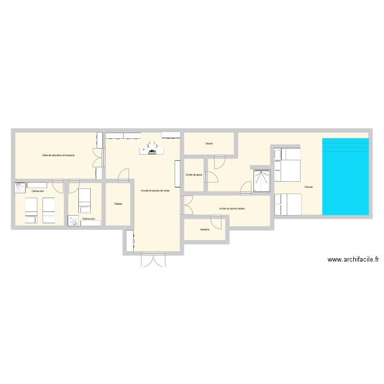 SPA NUXE. Plan de 10 pièces et 179 m2