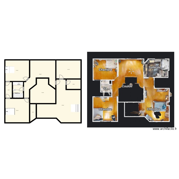2e étage. Plan de 10 pièces et 189 m2