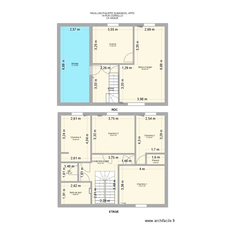 PAVILLON DUMONCEL APP2. Plan de 12 pièces et 126 m2