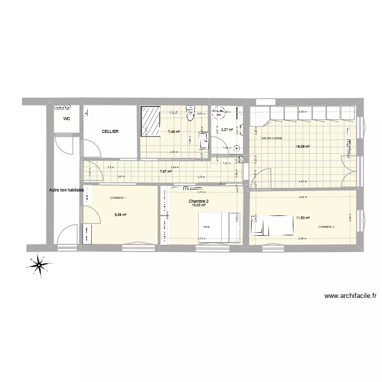 12.25 ZONES A CHAUFFER. Plan de 10 pièces et 81 m² 12.25 ZONES A CHAUFFER. Plan de 10 pièces et 81 m²