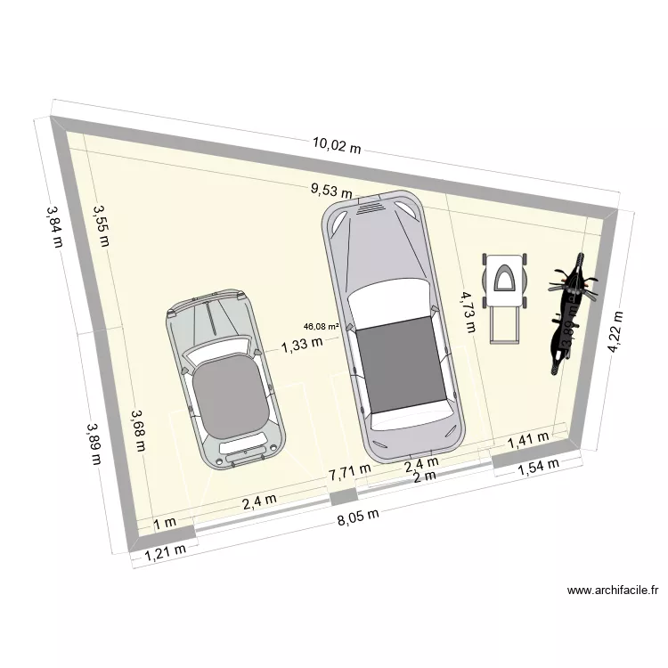 garage 18082026-2 angle droit nord ouest. Plan de 1  et 46 m²
