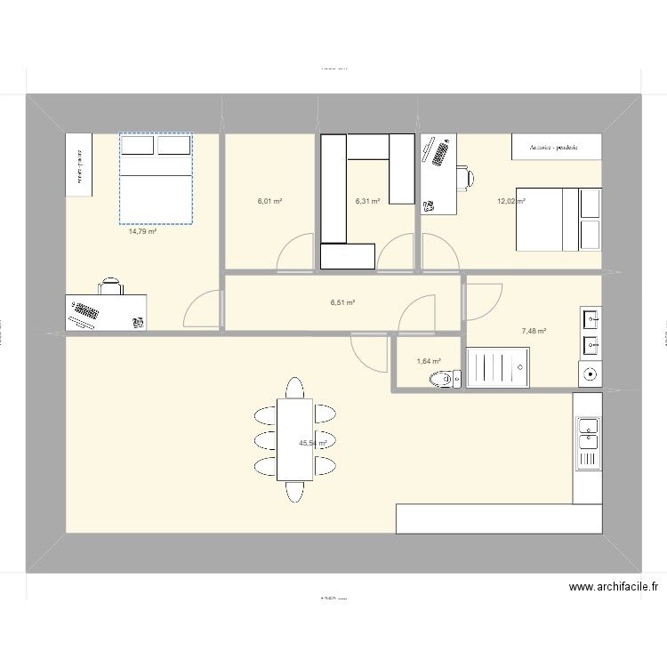 Maison plan 2. Plan de 8 pièces et 100 m2