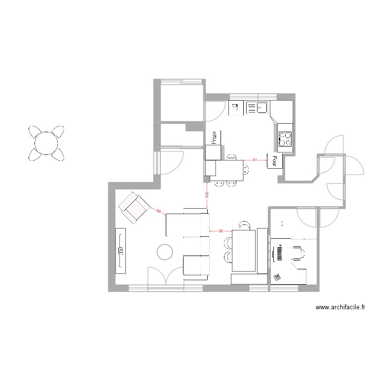 V5 Projet Fourtane. Plan de 5 pièces et 49 m2