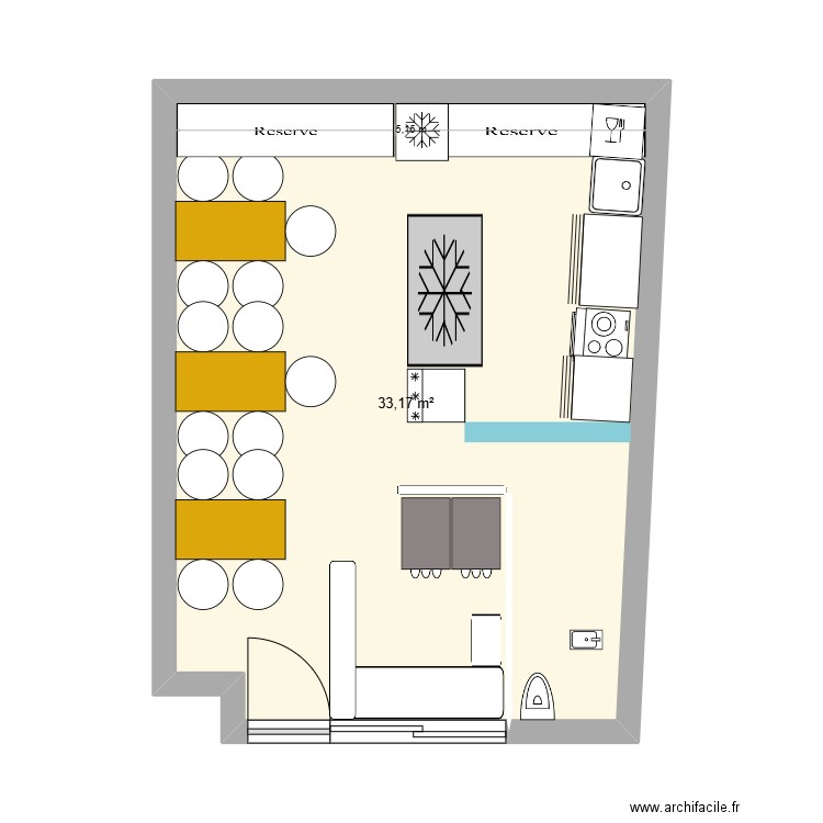 Altiplano2. Plan de 1 pièce et 33 m2
