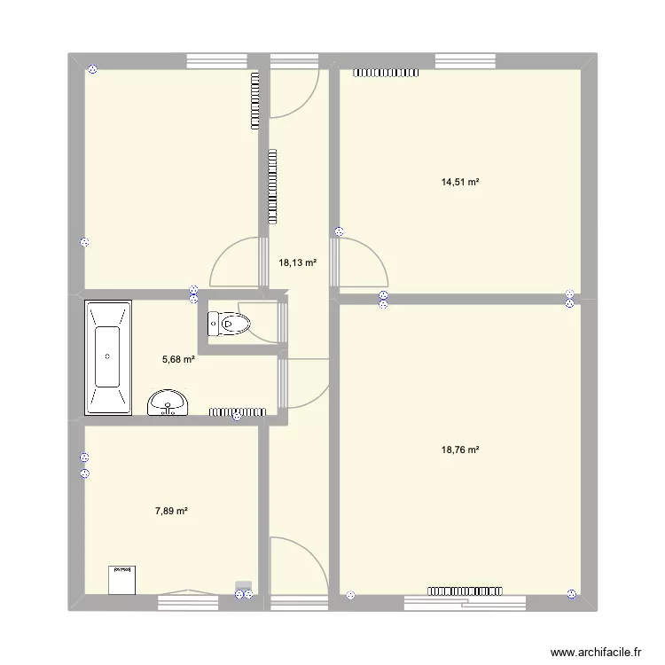 Maison Marcelin. Plan de 5  et 65 m²