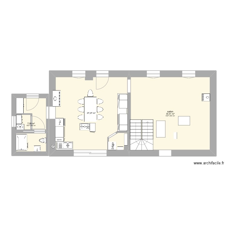 malvandiere. Plan de 3 pièces et 66 m2