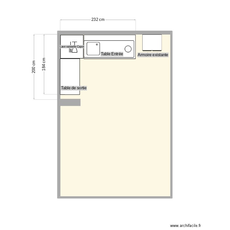 Cantine Jonzoeux. Plan de 1 pièce et 17 m2