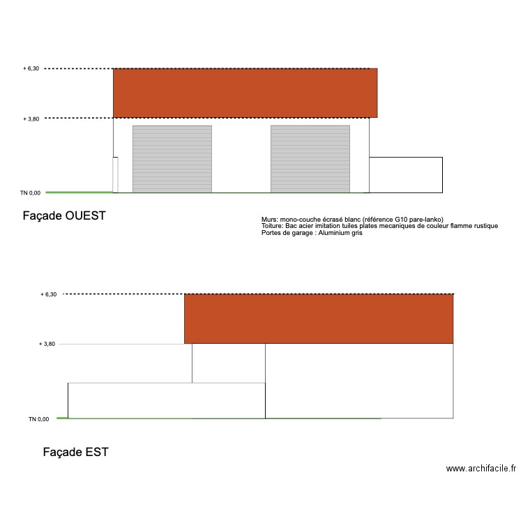 PCMI 5 : Plan de façade - décroché. Plan de 0 pièce et 0 m2