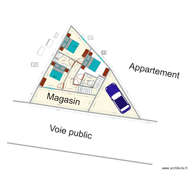 Acher chantier etage2. Plan de 8 pièces et 76 m2