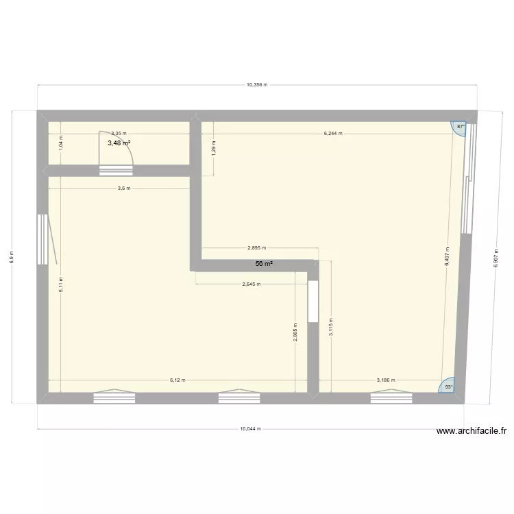 Magasin et labo. Plan de 2 et 59 m² Magasin et labo. Plan de 2 et 59 m²