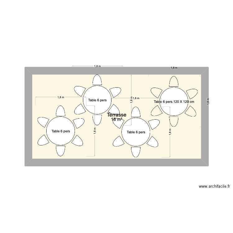 Terrasse Noël. Plan de 1 pièce et 18 m2