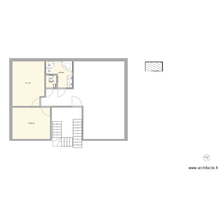 23 2eme etage. Plan de 4 pièces et 27 m2
