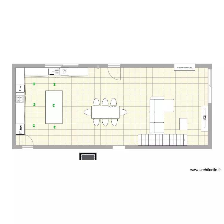 piece de vie rdc. Plan de 1  et 76 m²