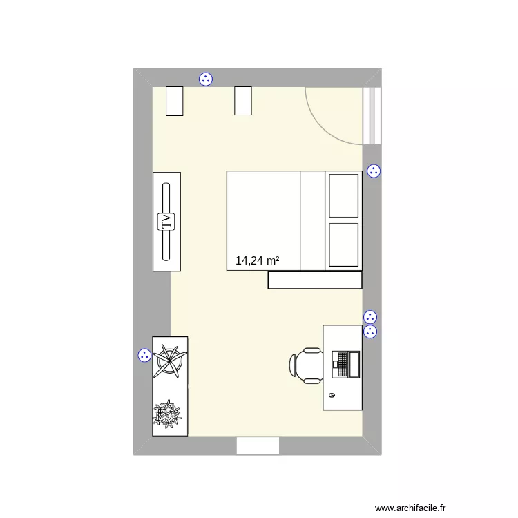 chambre de reve. Plan de 1  et 14 m²