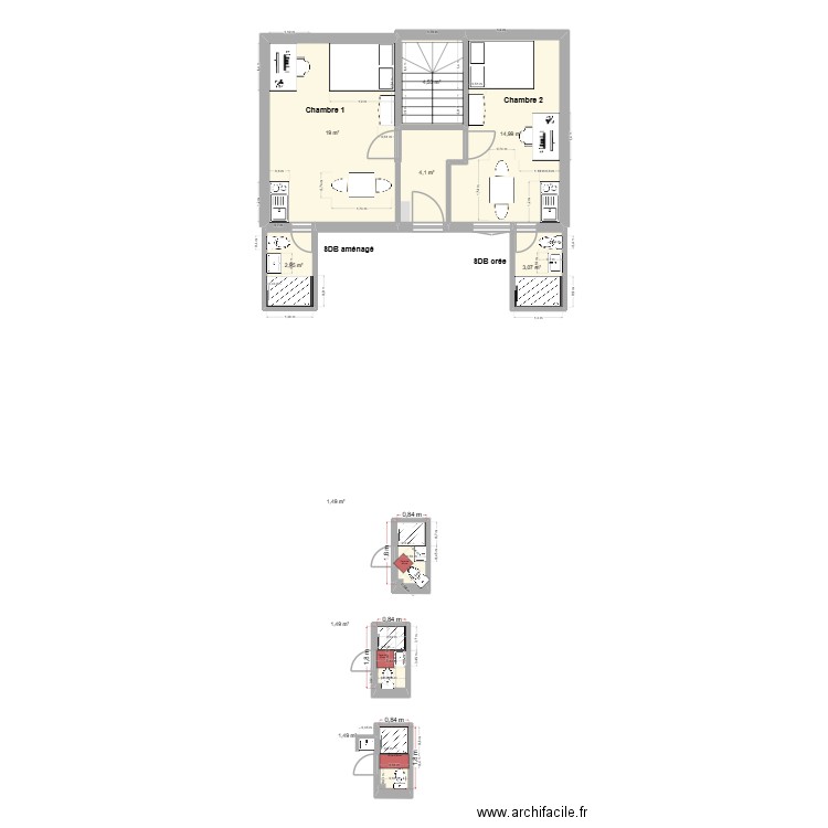 Alfon_SDB_2. Plan de 9 pièces et 53 m2